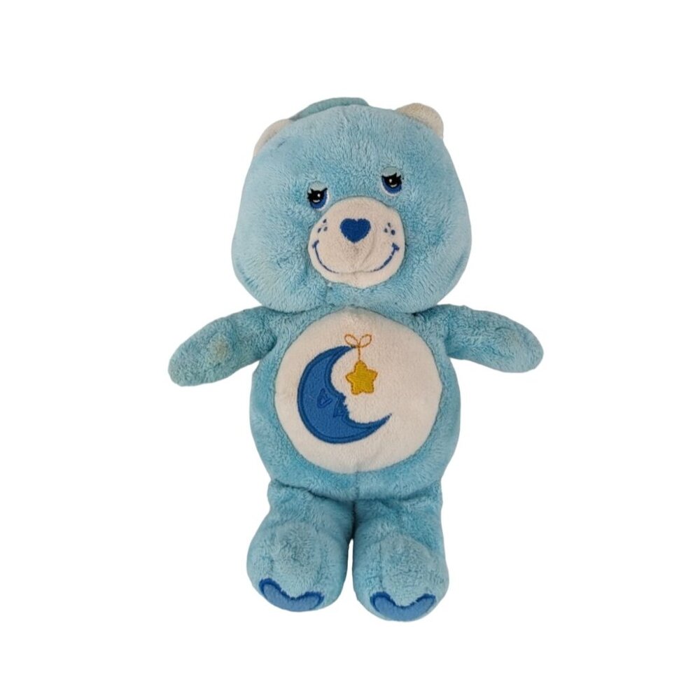 Care Bears Bedtime Bear Plush 9" Blue Moon Rattle Embroidered Nose & Tush Heart‎